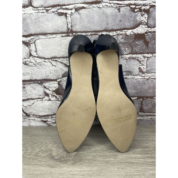 Hush Puppies Navy Blue Leather Pointed Toe Ankle Strap Heels Women 8.5M US/39EU - Picture 7 of 16